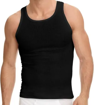 12 Packs of Mens Regular and Plus Size Black & White Ribbed 100% Cotton Tank Top A-Shirts Undershirt