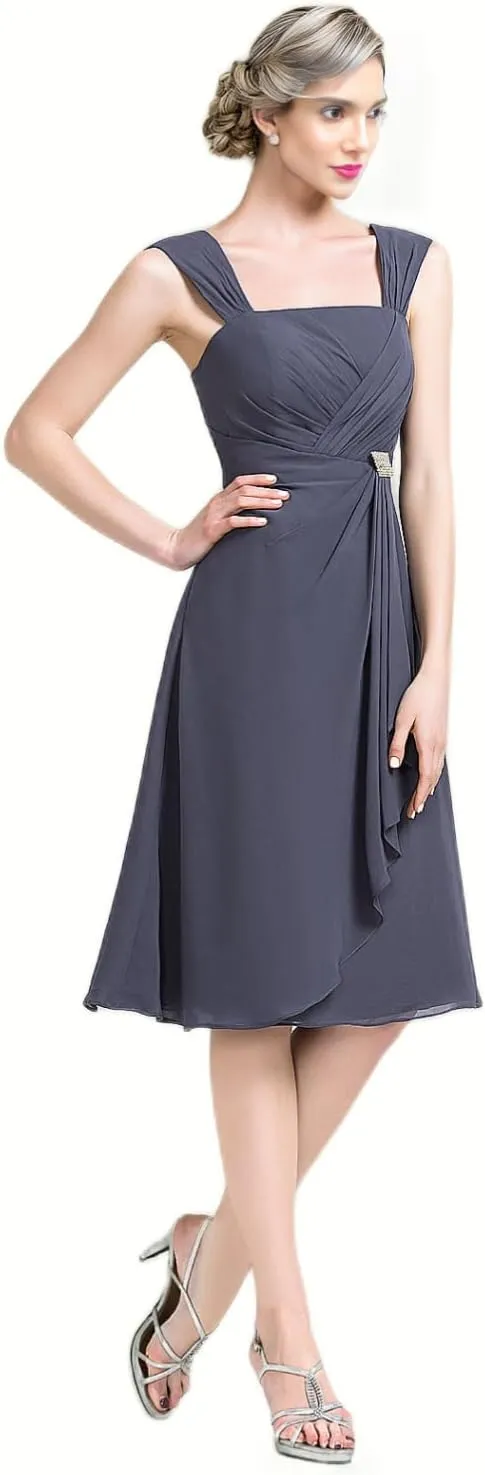 2 Pieces Mother of The Bride Dresses for Wedding Half Sleeve Chiffon Pleated Formal Evening Dress