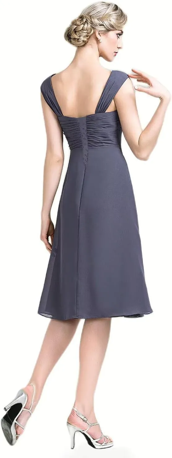 2 Pieces Mother of The Bride Dresses for Wedding Half Sleeve Chiffon Pleated Formal Evening Dress