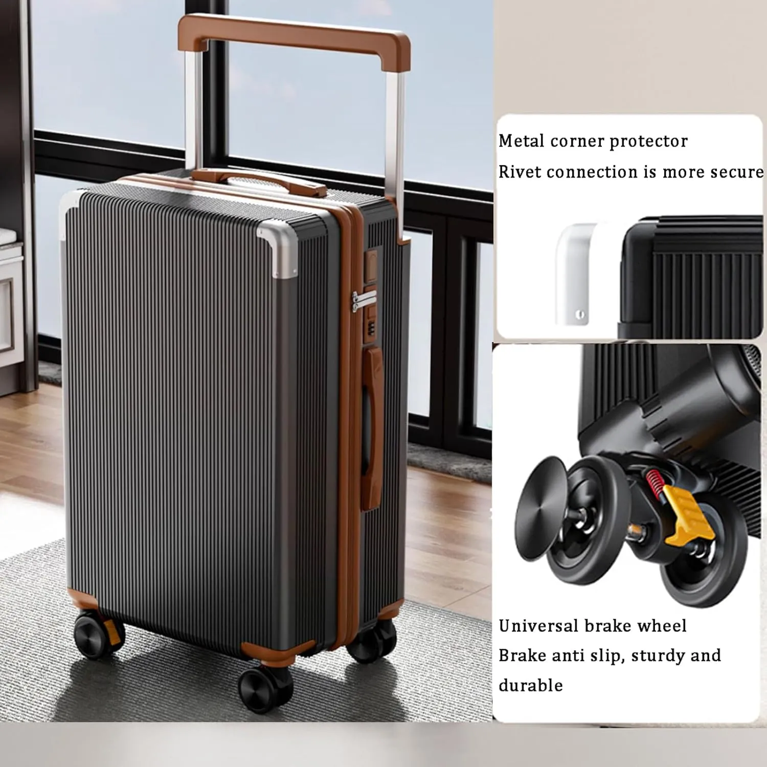 20-Inch Blue Hardshell Luggage Suitcase with Cup Holder & Spinner Wheels - Upgrade Wide Handle Travel Bag(White,20in)