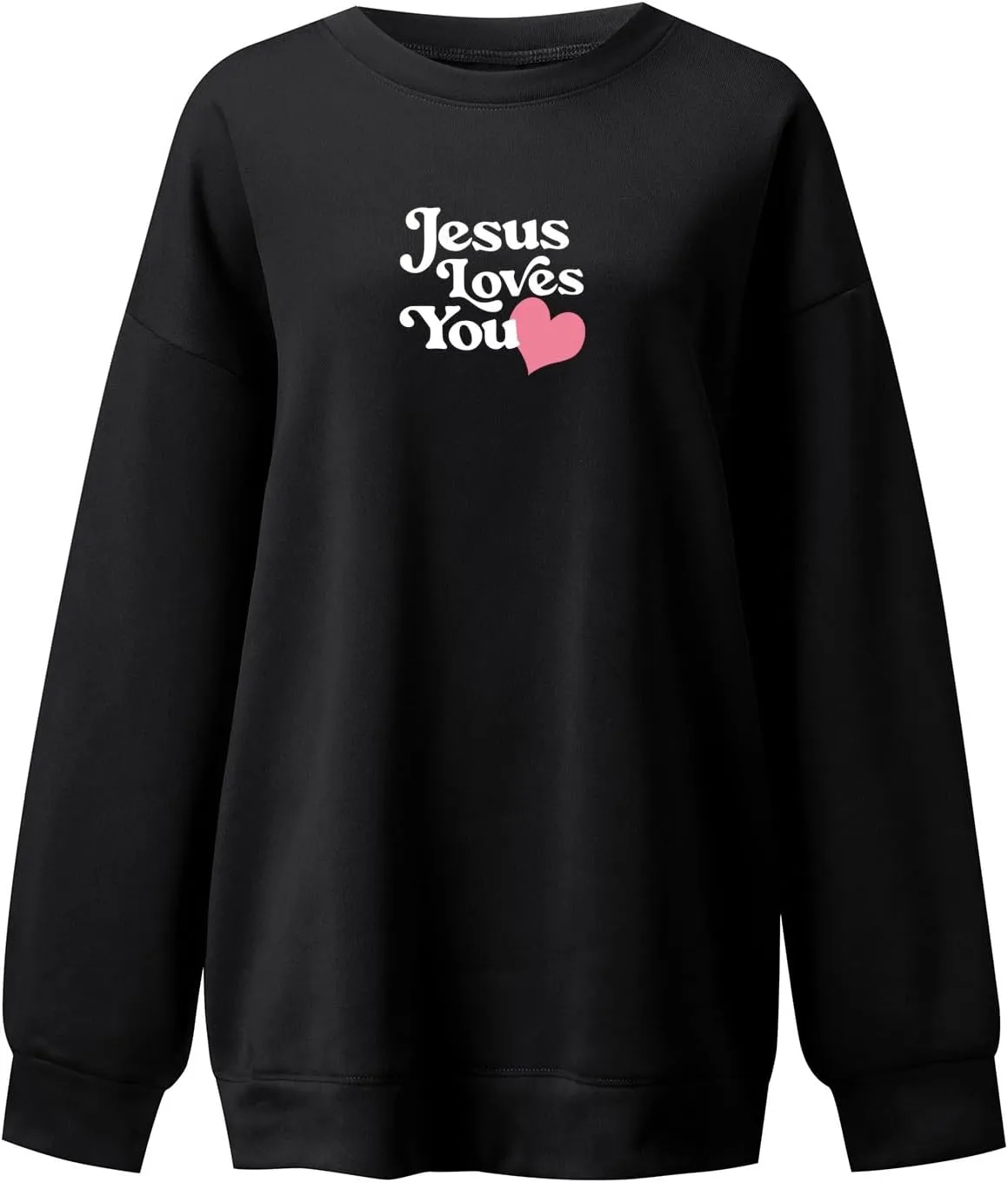 2024 Oversized Hoodie For Women Jesus Loves You Y2K Sweatshirts Casual Shape Print Long Sleeve Drawstring Tops