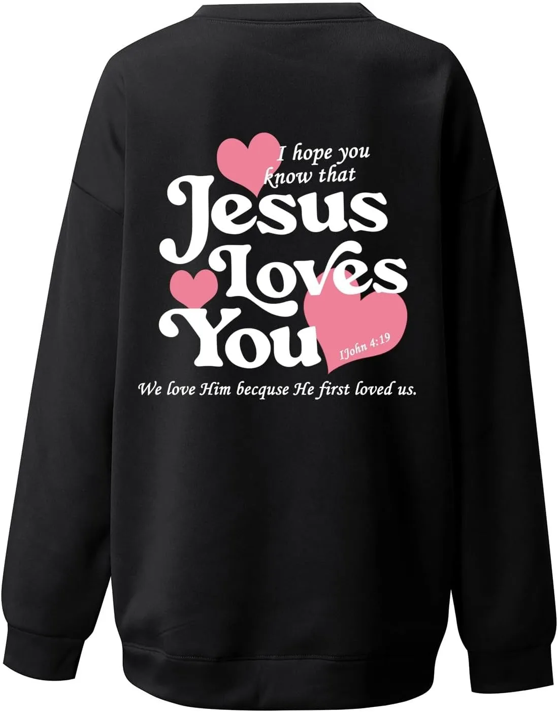 2024 Oversized Hoodie For Women Jesus Loves You Y2K Sweatshirts Casual Shape Print Long Sleeve Drawstring Tops
