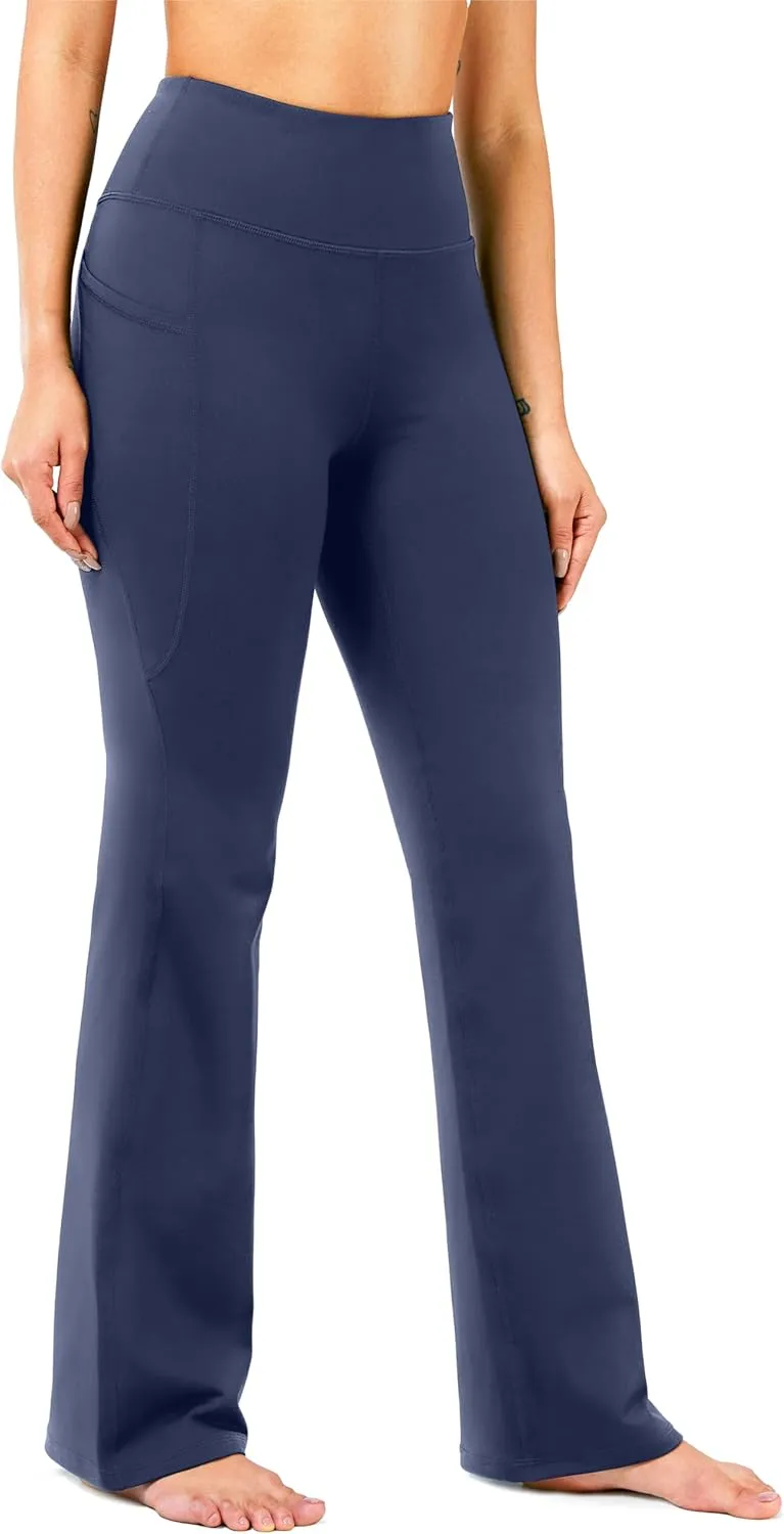 28"/30"/32"/34" Inseam Women's Bootcut Yoga Pants Long Bootleg High-Waisted Flare Pants with Pockets