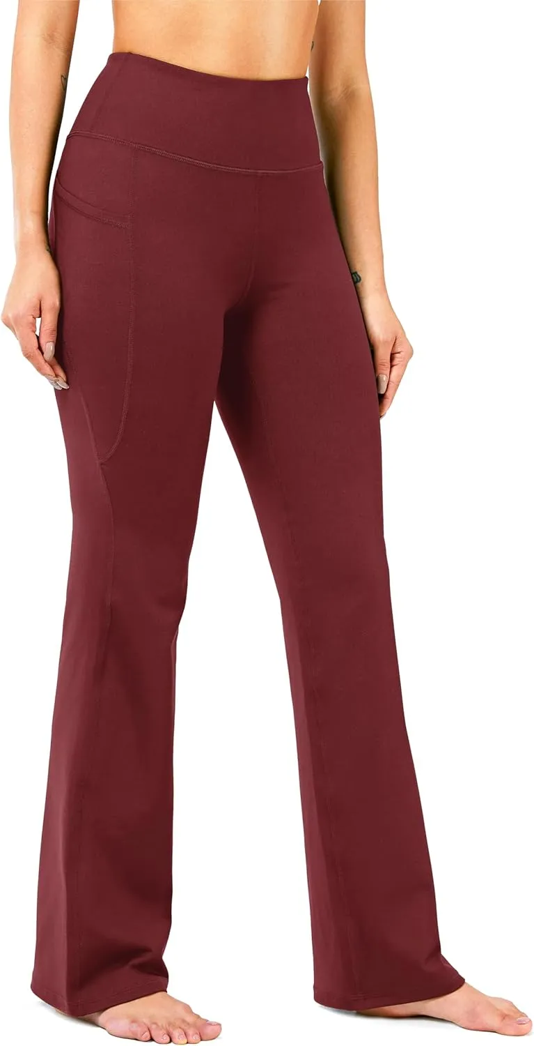 28"/30"/32"/34" Inseam Women's Bootcut Yoga Pants Long Bootleg High-Waisted Flare Pants with Pockets
