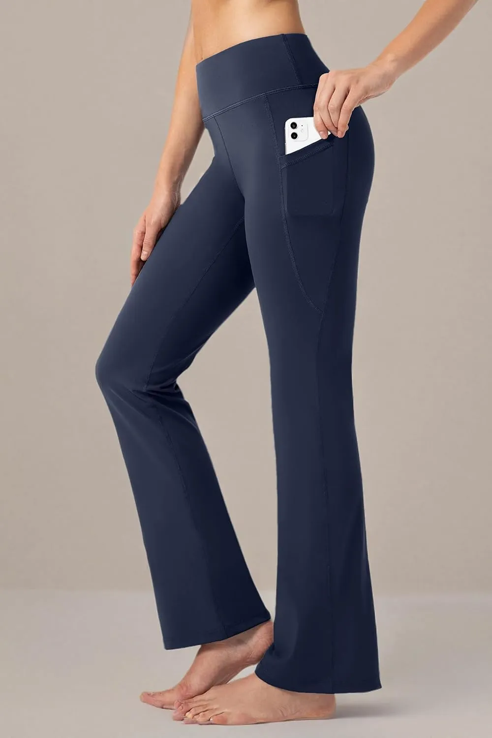 28"/30"/32"/34" Inseam Women's Bootcut Yoga Pants Long Bootleg High-Waisted Flare Pants with Pockets