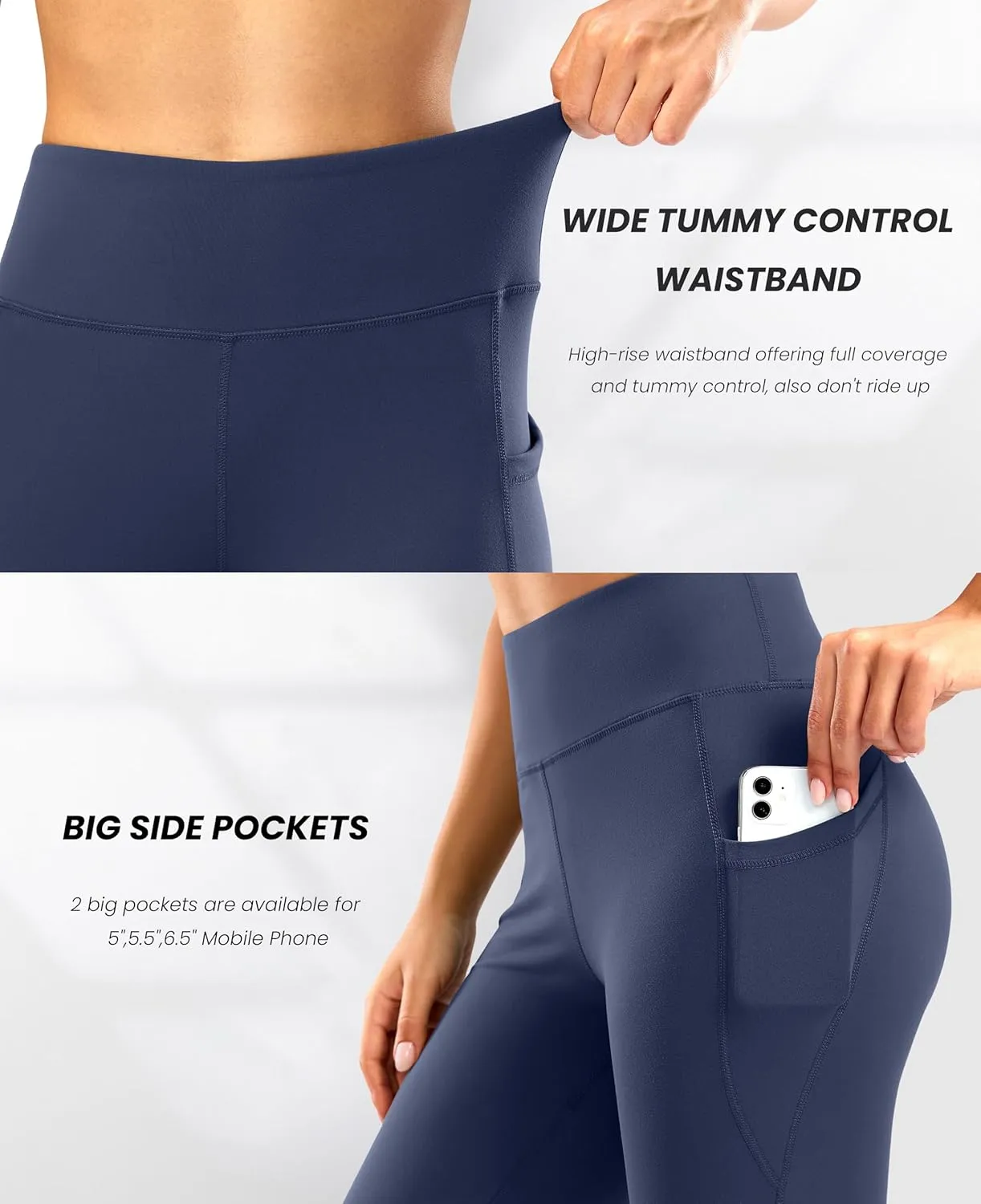 28"/30"/32"/34" Inseam Women's Bootcut Yoga Pants Long Bootleg High-Waisted Flare Pants with Pockets