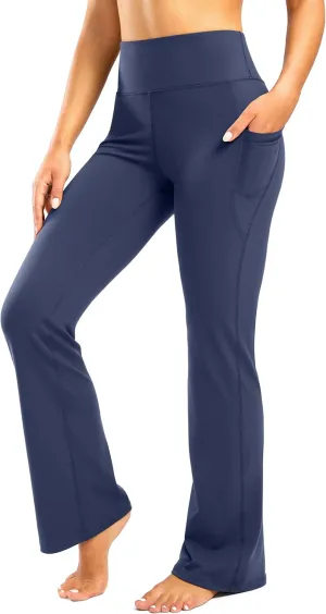 28"/30"/32"/34" Inseam Women's Bootcut Yoga Pants Long Bootleg High-Waisted Flare Pants with Pockets