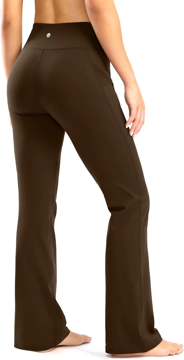 28"/30"/32"/34" Inseam Women's Bootcut Yoga Pants Long Bootleg High-Waisted Flare Pants with Pockets