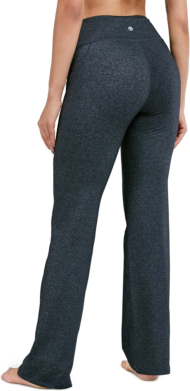 28"/30"/32"/34" Inseam Women's Bootcut Yoga Pants Long Bootleg High-Waisted Flare Pants with Pockets