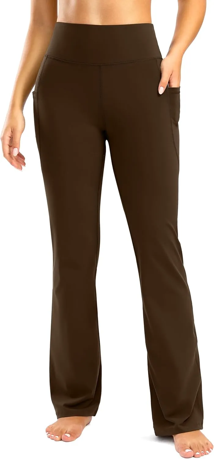 28"/30"/32"/34" Inseam Women's Bootcut Yoga Pants Long Bootleg High-Waisted Flare Pants with Pockets