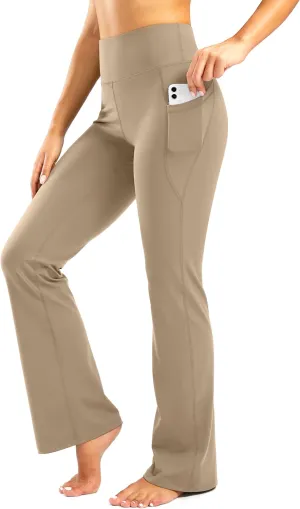 28"/30"/32"/34" Inseam Women's Bootcut Yoga Pants Long Bootleg High-Waisted Flare Pants with Pockets