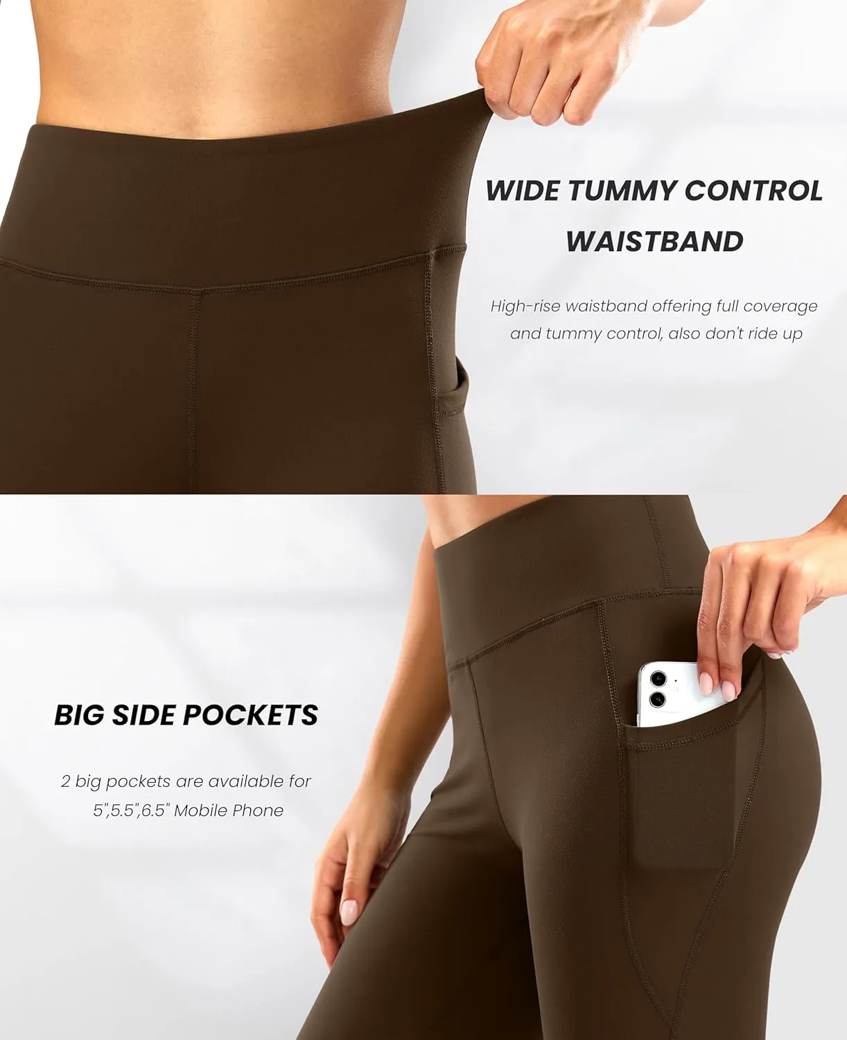 28"/30"/32"/34" Inseam Women's Bootcut Yoga Pants Long Bootleg High-Waisted Flare Pants with Pockets