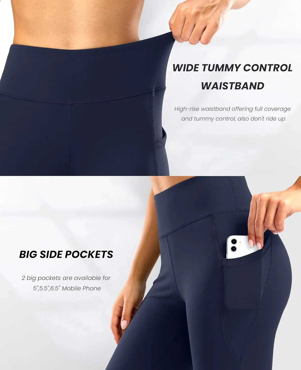 28"/30"/32"/34" Inseam Women's Bootcut Yoga Pants Long Bootleg High-Waisted Flare Pants with Pockets
