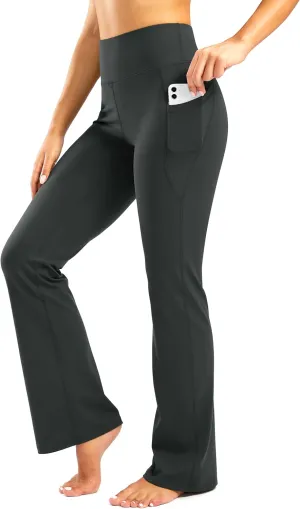 28"/30"/32"/34" Inseam Women's Bootcut Yoga Pants Long Bootleg High-Waisted Flare Pants with Pockets