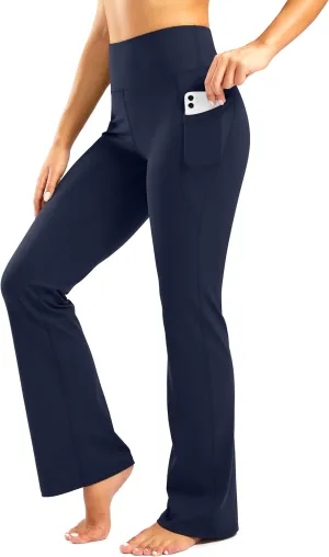 28"/30"/32"/34" Inseam Women's Bootcut Yoga Pants Long Bootleg High-Waisted Flare Pants with Pockets