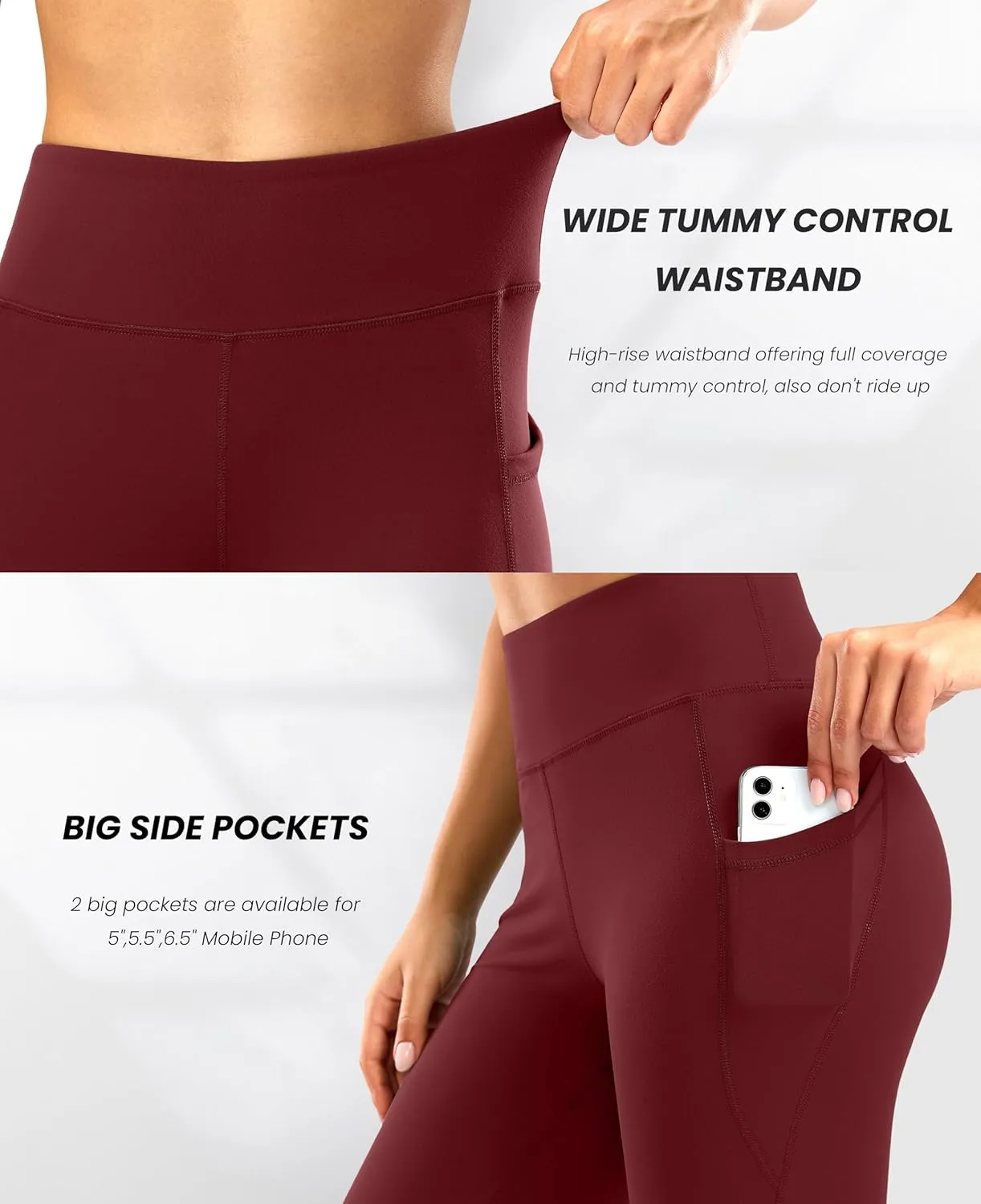 28"/30"/32"/34" Inseam Women's Bootcut Yoga Pants Long Bootleg High-Waisted Flare Pants with Pockets