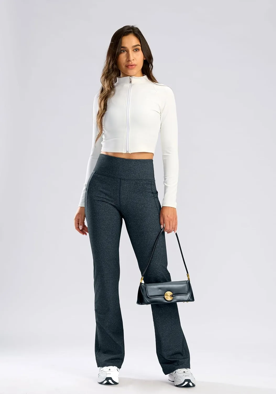 28"/30"/32"/34" Inseam Women's Bootcut Yoga Pants Long Bootleg High-Waisted Flare Pants with Pockets