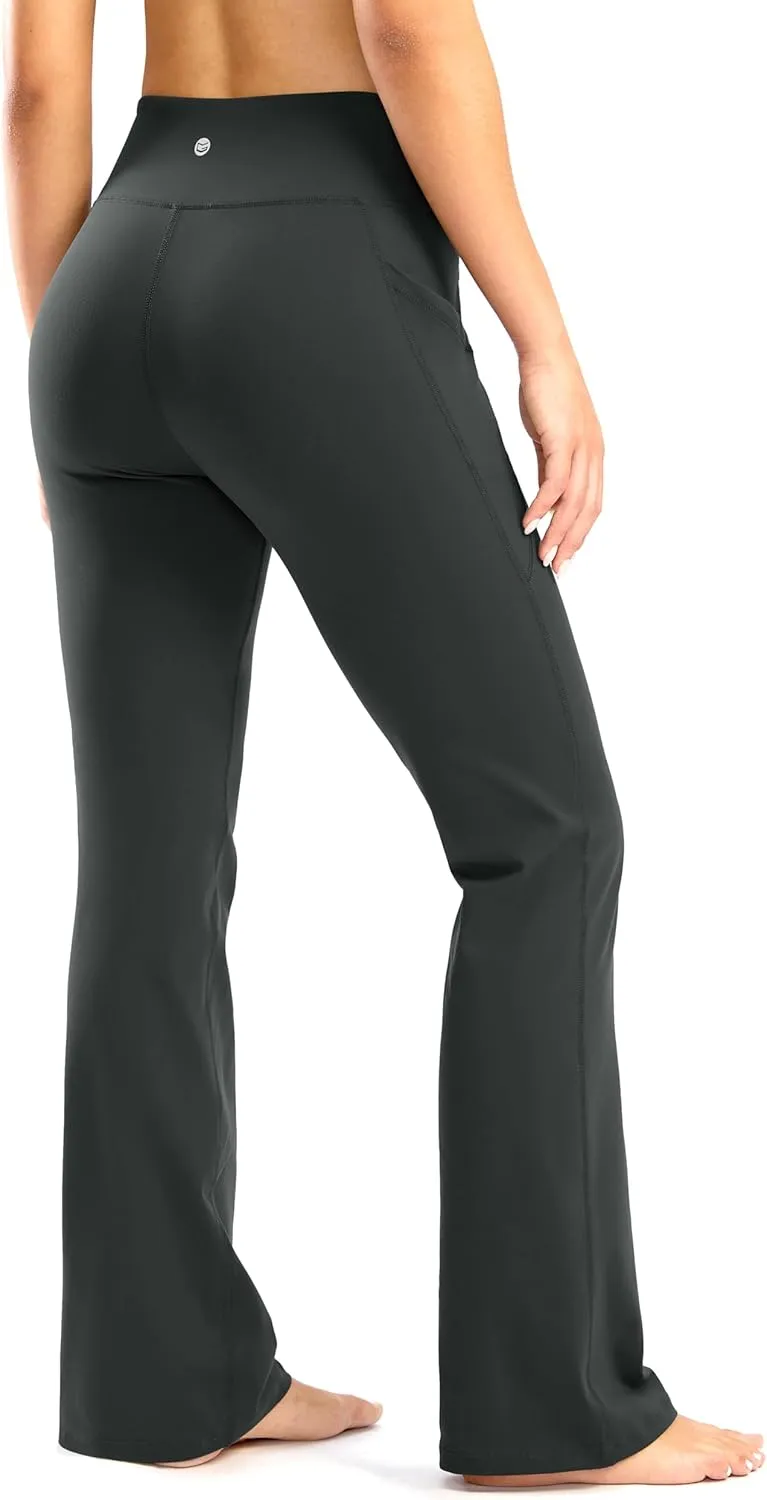28"/30"/32"/34" Inseam Women's Bootcut Yoga Pants Long Bootleg High-Waisted Flare Pants with Pockets