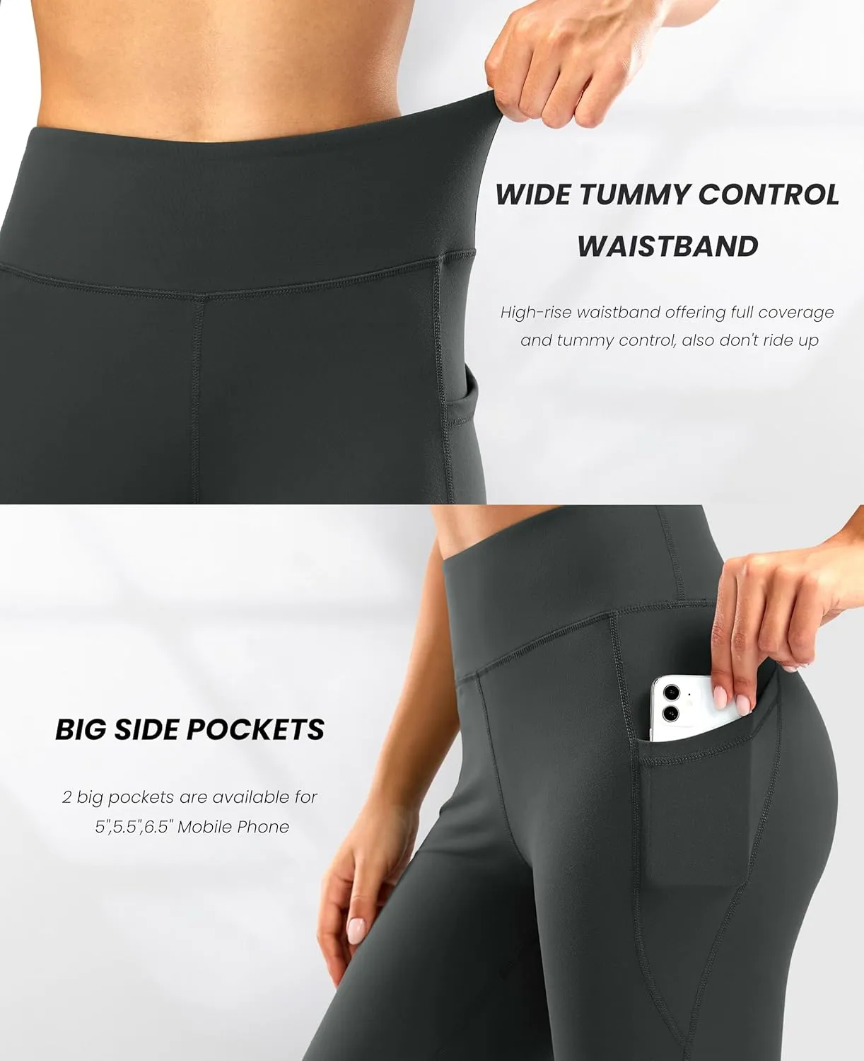 28"/30"/32"/34" Inseam Women's Bootcut Yoga Pants Long Bootleg High-Waisted Flare Pants with Pockets