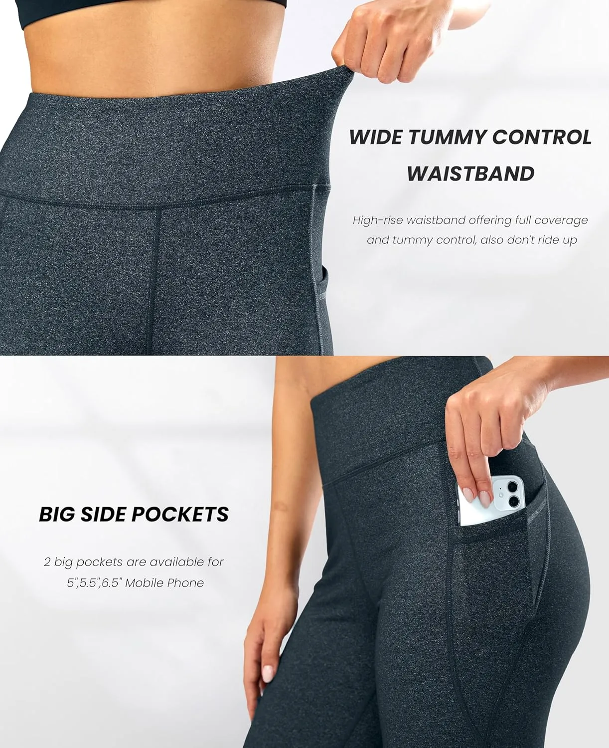 28"/30"/32"/34" Inseam Women's Bootcut Yoga Pants Long Bootleg High-Waisted Flare Pants with Pockets