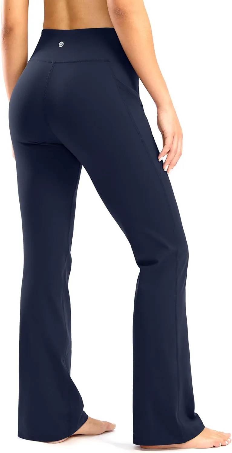 28"/30"/32"/34" Inseam Women's Bootcut Yoga Pants Long Bootleg High-Waisted Flare Pants with Pockets