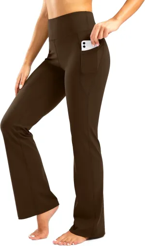 28"/30"/32"/34" Inseam Women's Bootcut Yoga Pants Long Bootleg High-Waisted Flare Pants with Pockets