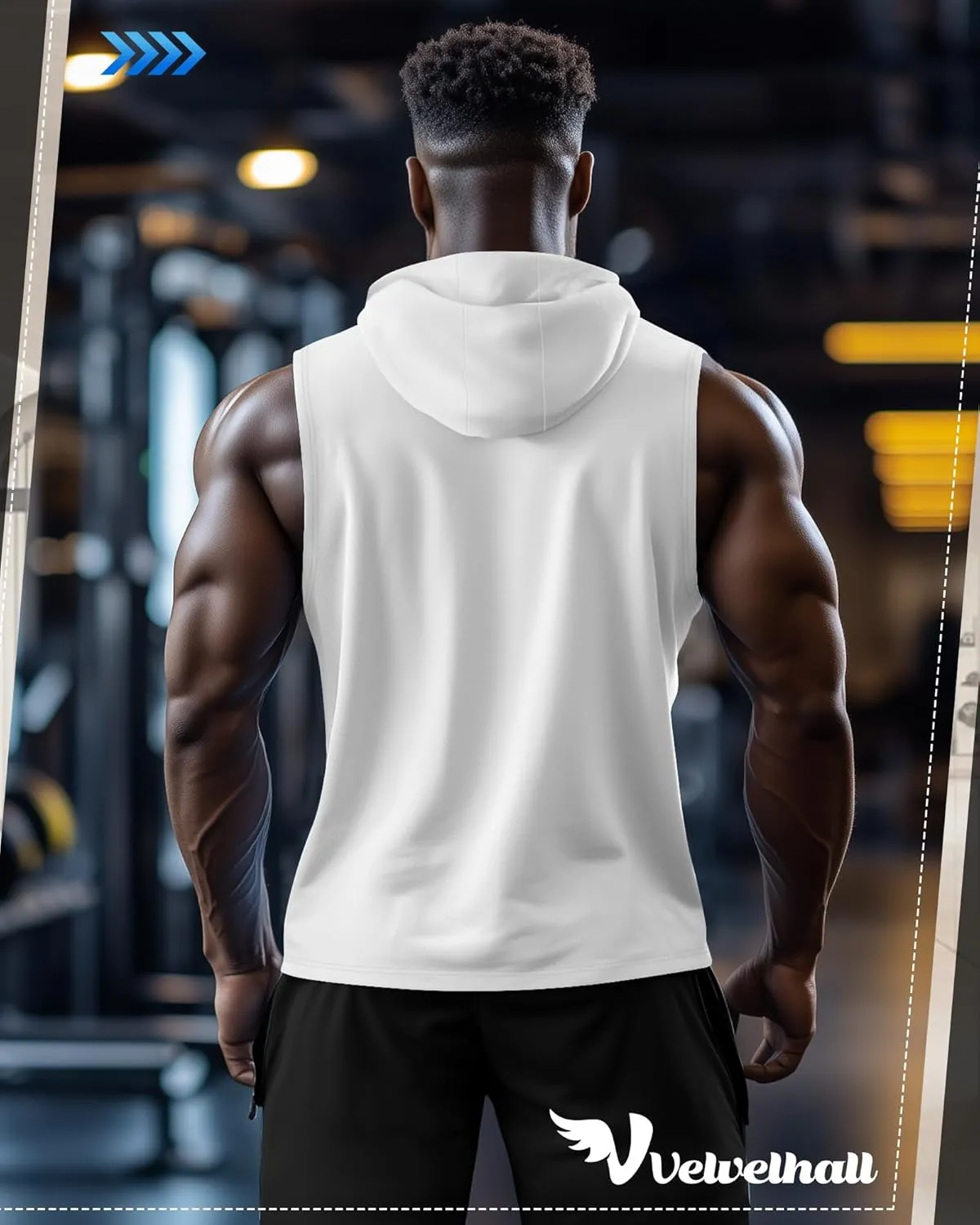 3 Pack Men's Big & Tall Workout Hooded Tank Tops, Cotton Sleeveless Gym Hoodies Bodybuilding Muscle Cut Off Shirts