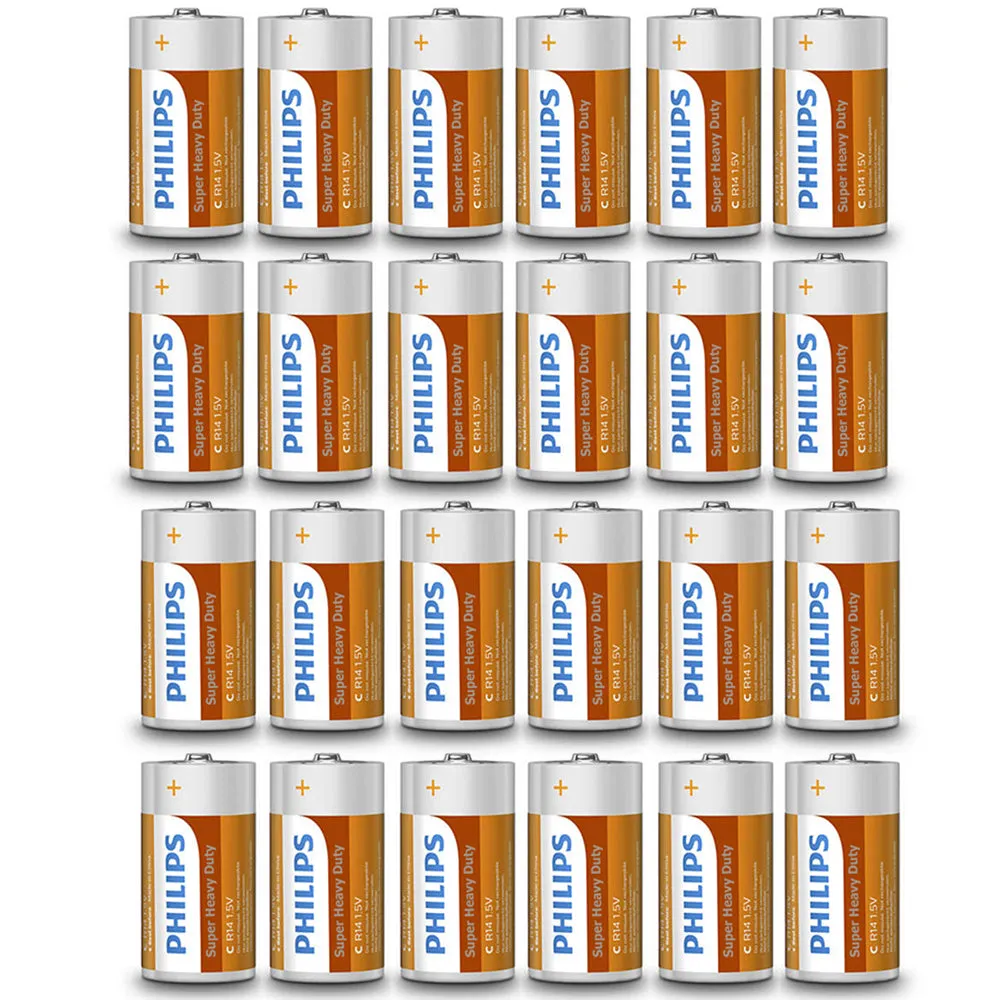48 Philips C Size Batteries Wholesale Battery R14 1.5V Heavy Duty Carbon Zinc