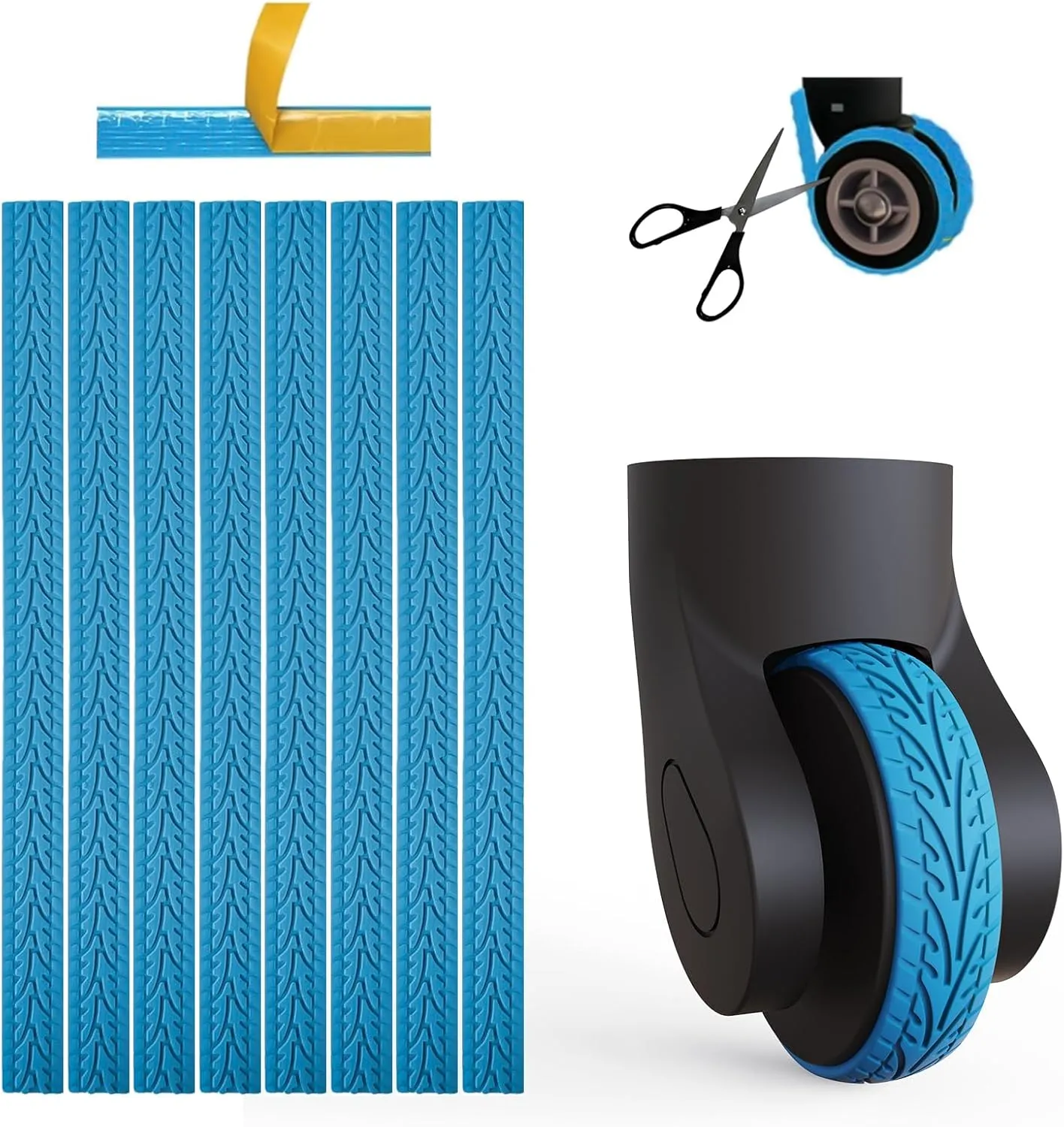 8pcs Luggage Wheels Covers, Suitcase Wheel Covers, Luggage Wheel Protector, Waterproof, Noise Reducing Protectors for Carry-Ons, Universal Fit, Essential Travel Accessories, Blue P
