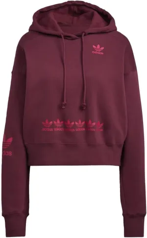 adidas Originals Trefoil Logo Play Cropped Hoodie Victory Crimson XS