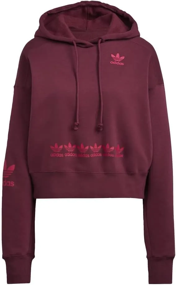 adidas Originals Trefoil Logo Play Cropped Hoodie Victory Crimson XS