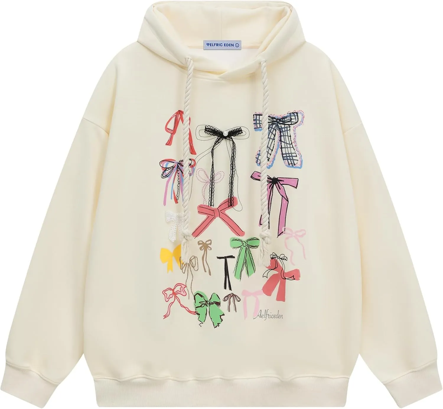 Aelfric Eden Bow Hoodie for Womens Y2K Oversized Graphic Hoodies Cute Casual Pullover Sweatshirts