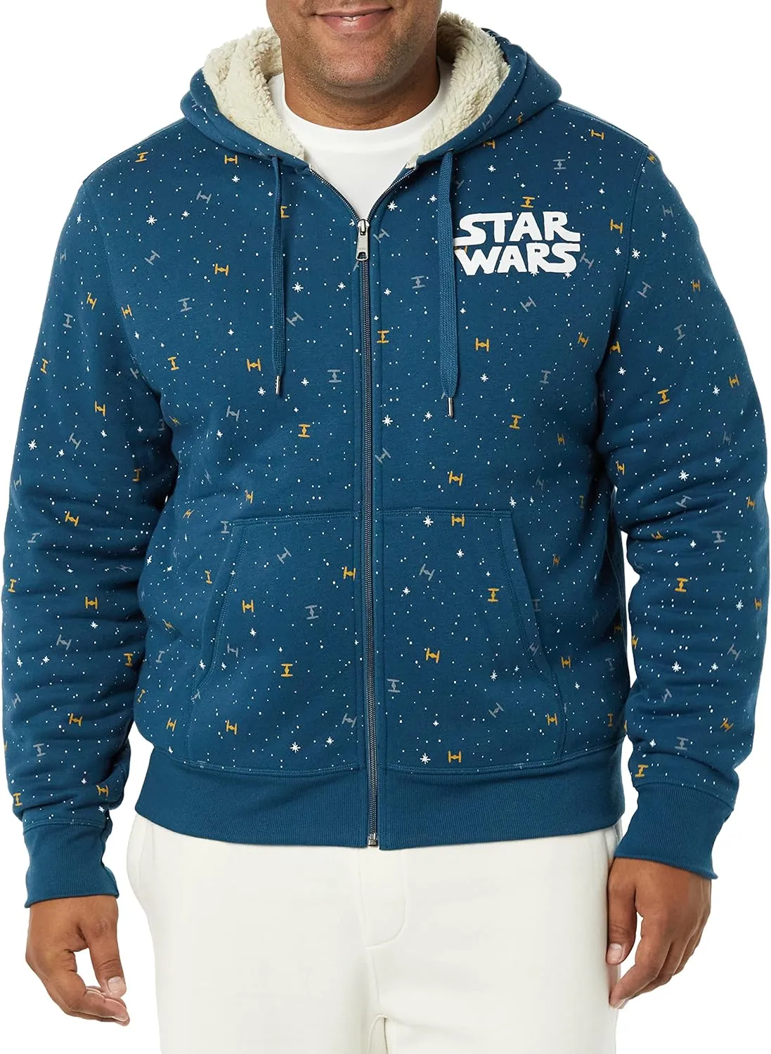 Amazon Essentials Disney | Marvel | Star Wars Men's Sherpa-Lined Full-Zip Hoodie Sweatshirts