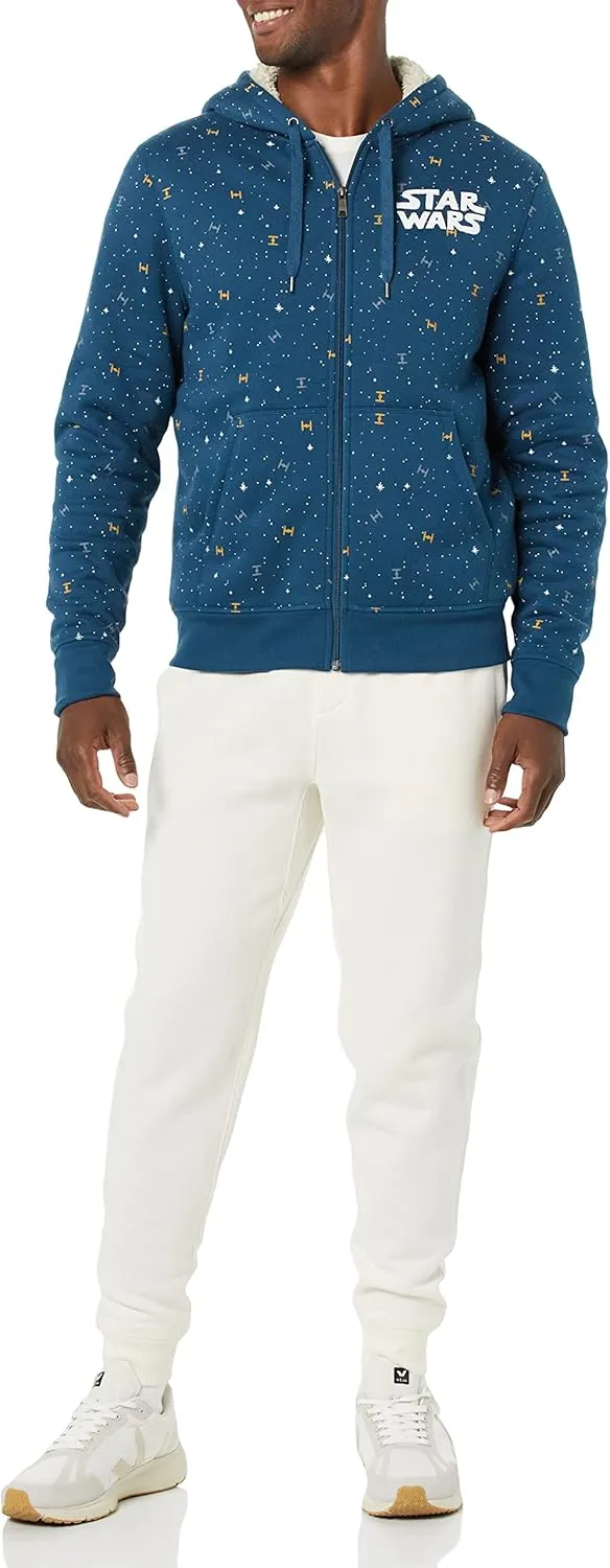 Amazon Essentials Disney | Marvel | Star Wars Men's Sherpa-Lined Full-Zip Hoodie Sweatshirts