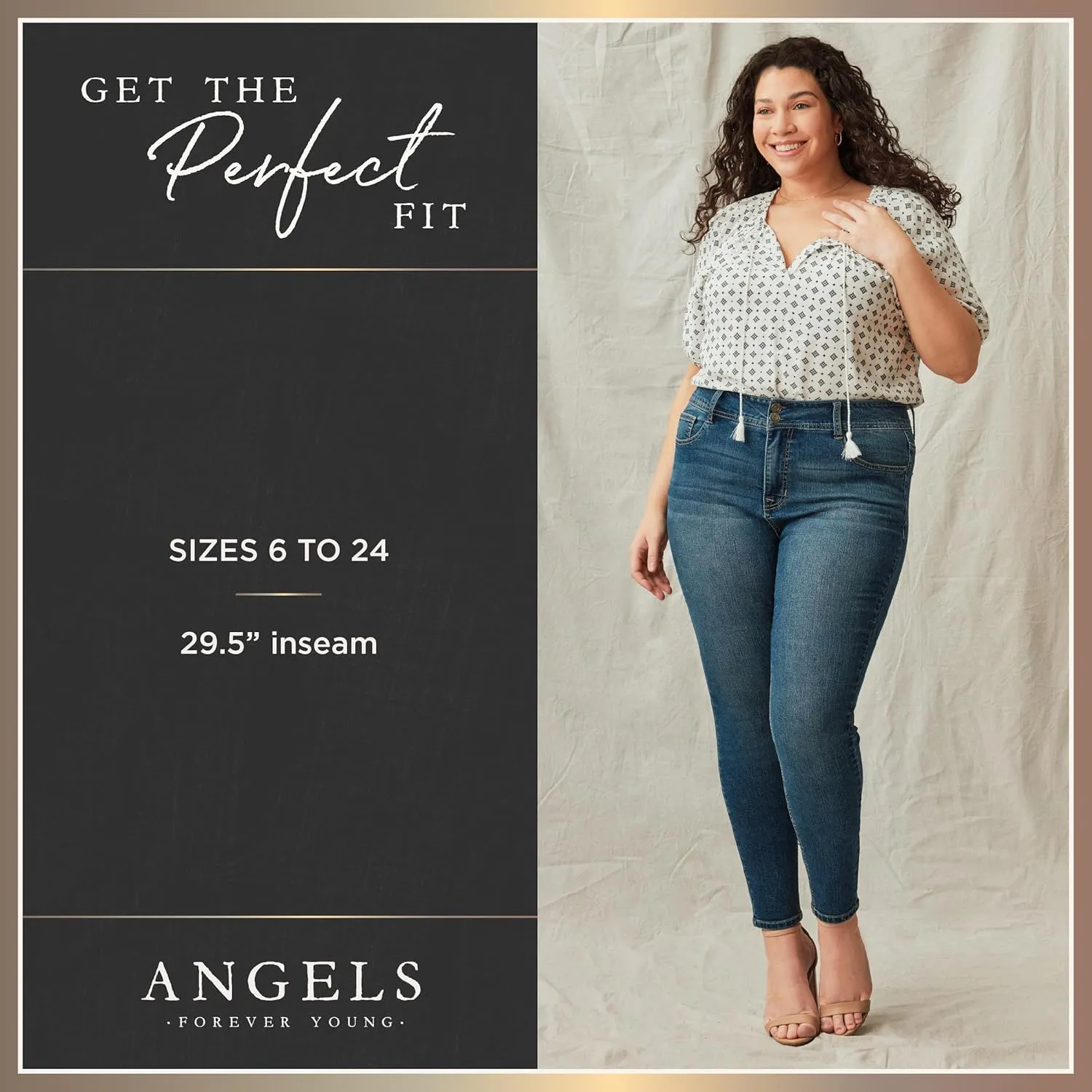 Angels Forever Young Women's 360 Sculpt Mid-Rise Straight Ankle Jeans