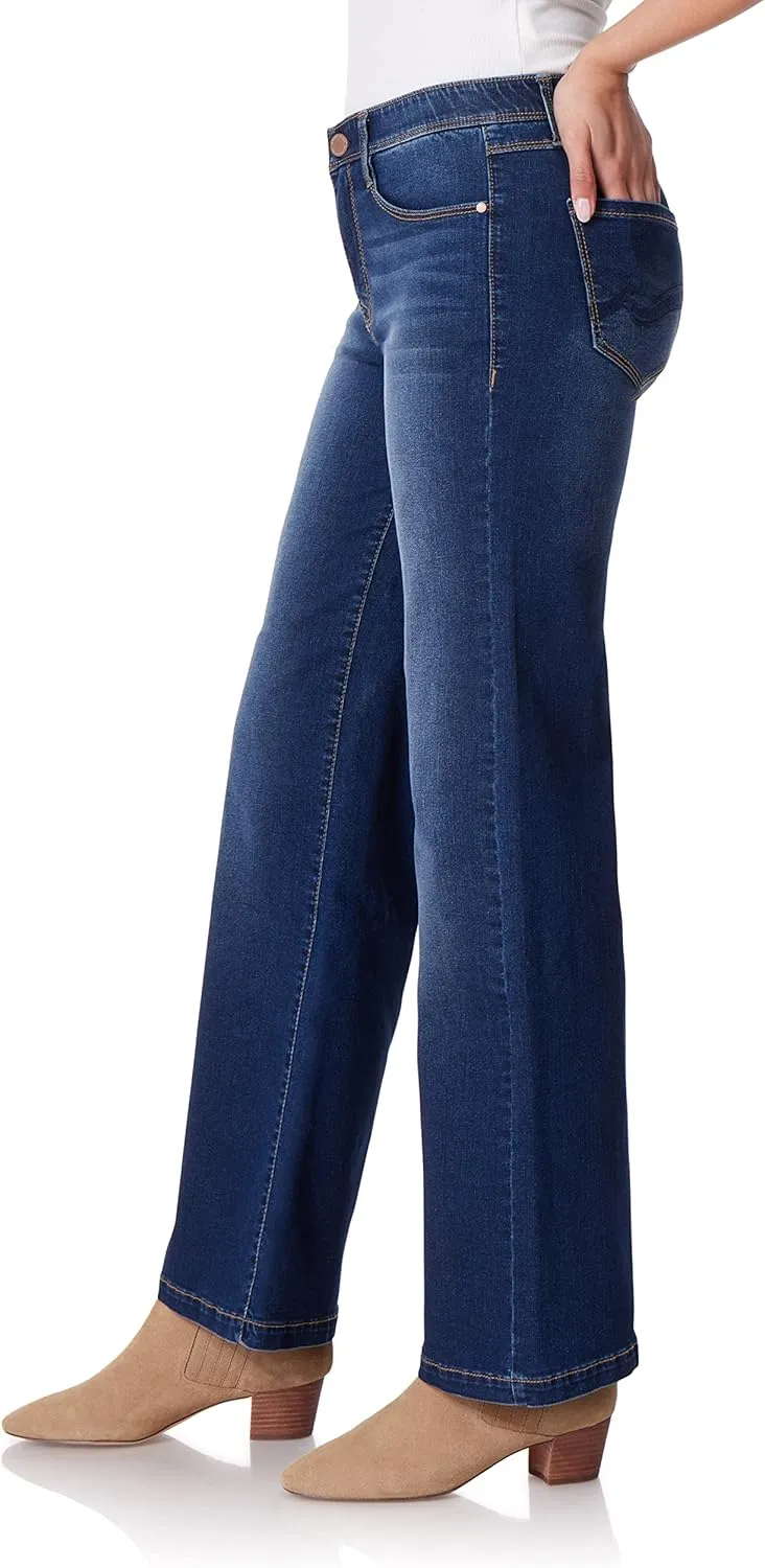 Angels Forever Young Women's 360 Sculpt Mid-Rise Wide Leg Jeans