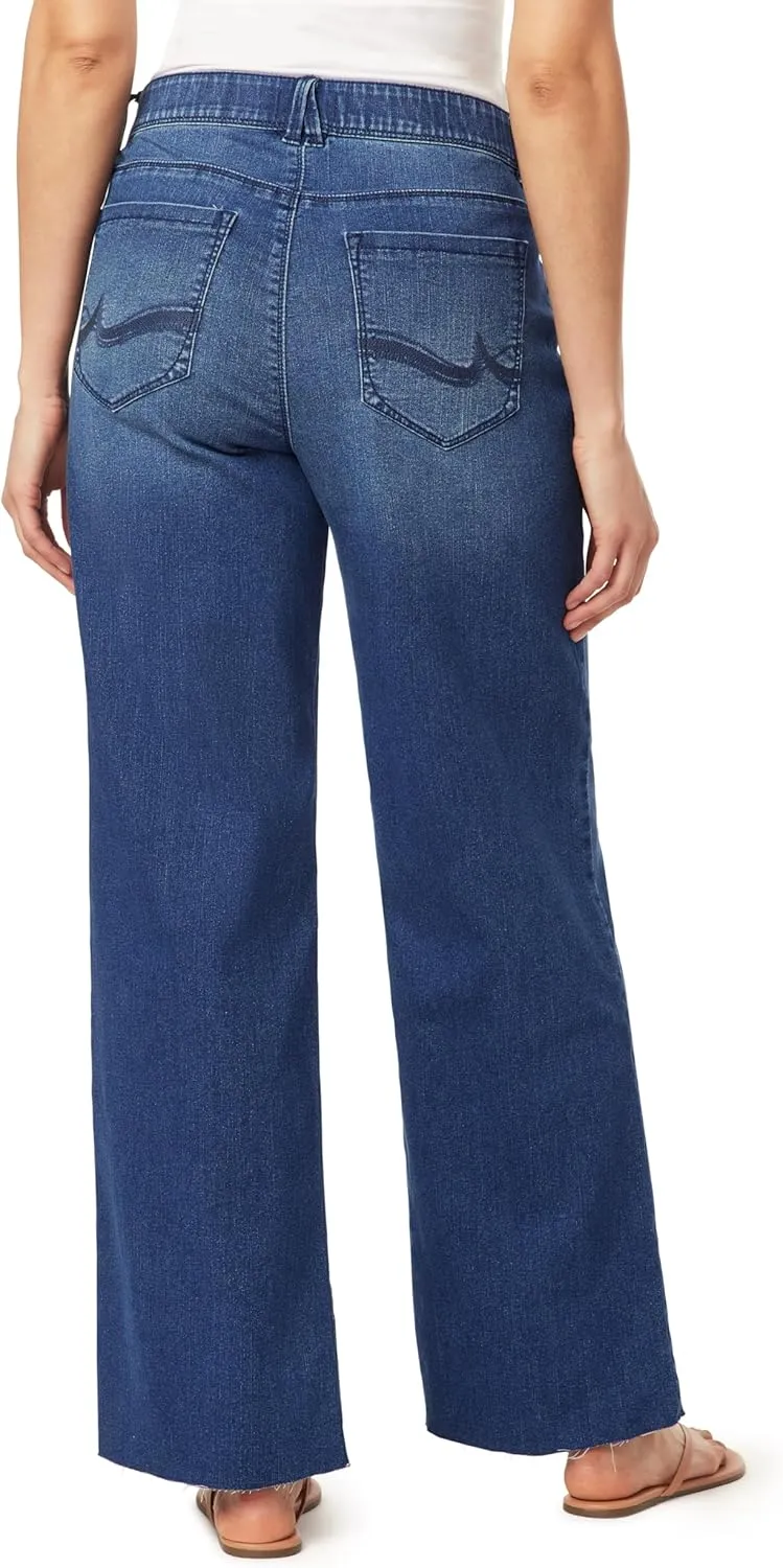 Angels Forever Young Women's 360 Sculpt Mid-Rise Wide Leg Jeans