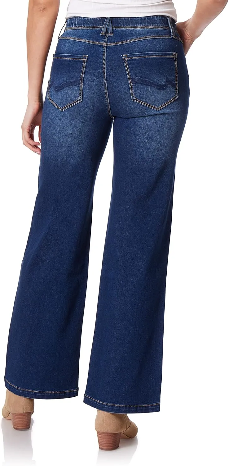 Angels Forever Young Women's 360 Sculpt Mid-Rise Wide Leg Jeans