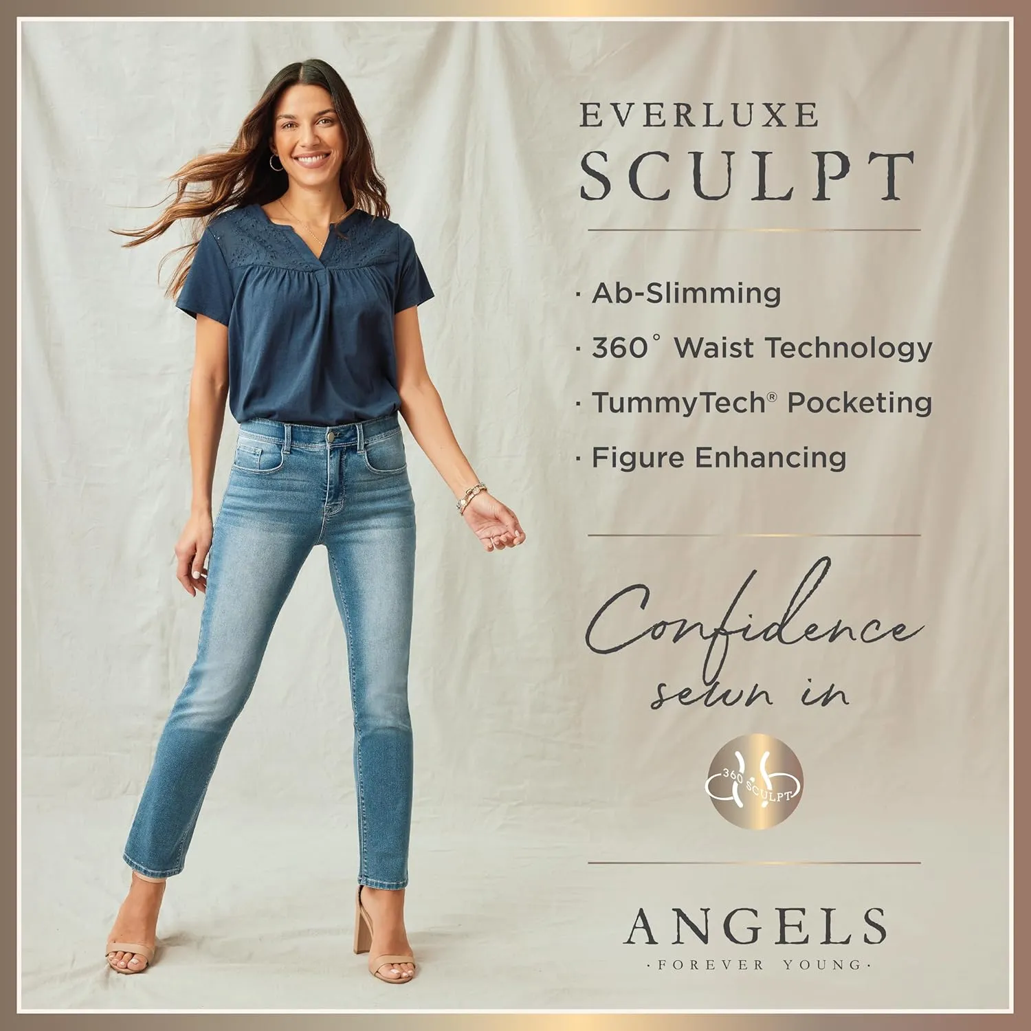 Angels Forever Young Women's 360 Sculpt Skinny Mid-Rise Jeans (Standard and Plus)