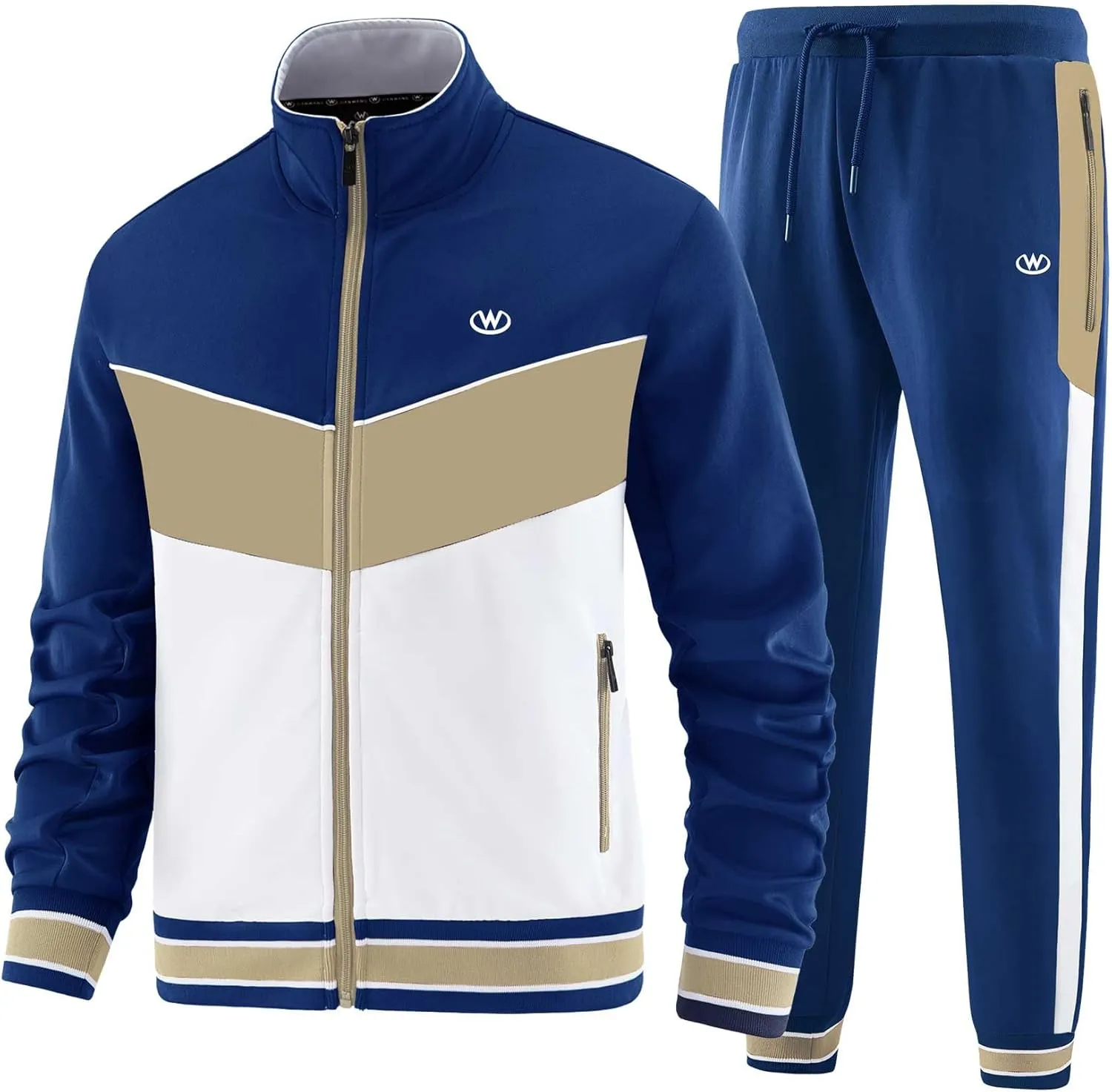 ANOTWENER Men's Casual 2 Piece Tracksuit Sets Long Sleeve Full Zip Jacket and Sweatpants Jogging Sport Outfits Sweatsuits