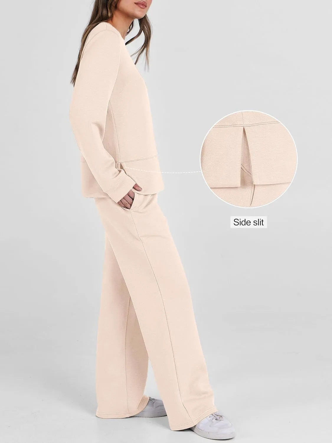 ANRABESS Women's 2 Piece Lounge Sets Casual Travel Outfits Wide Leg Tracksuit Sweatsuits Matching Set 2025 Fall Clothes