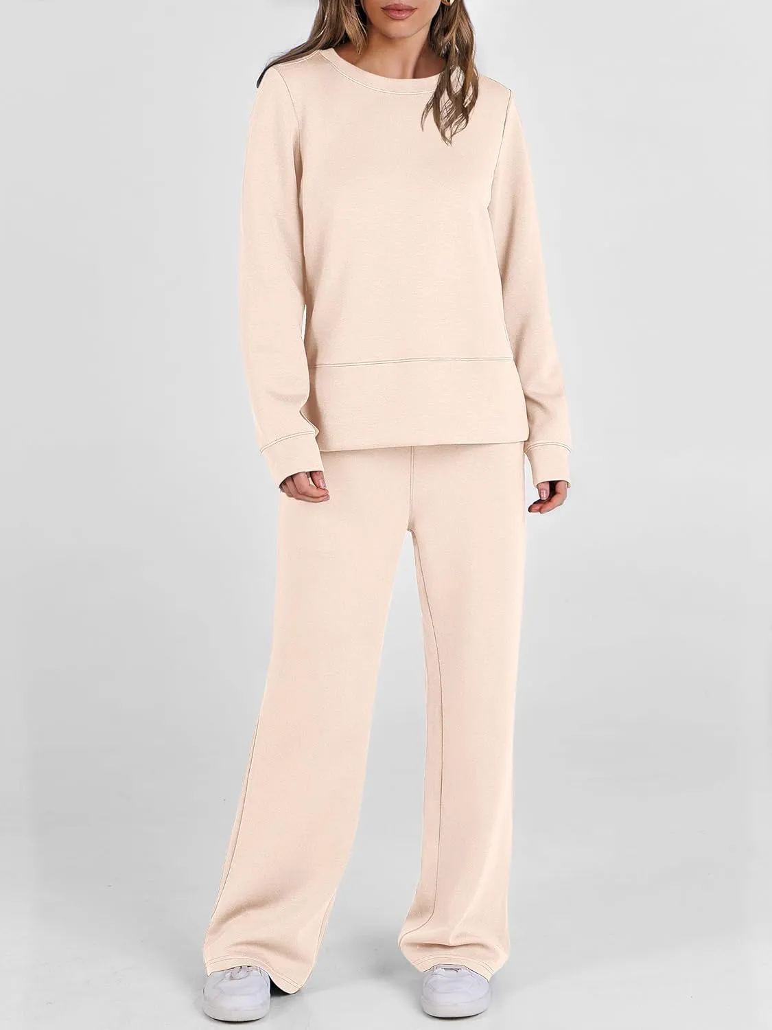 ANRABESS Women's 2 Piece Lounge Sets Casual Travel Outfits Wide Leg Tracksuit Sweatsuits Matching Set 2025 Fall Clothes