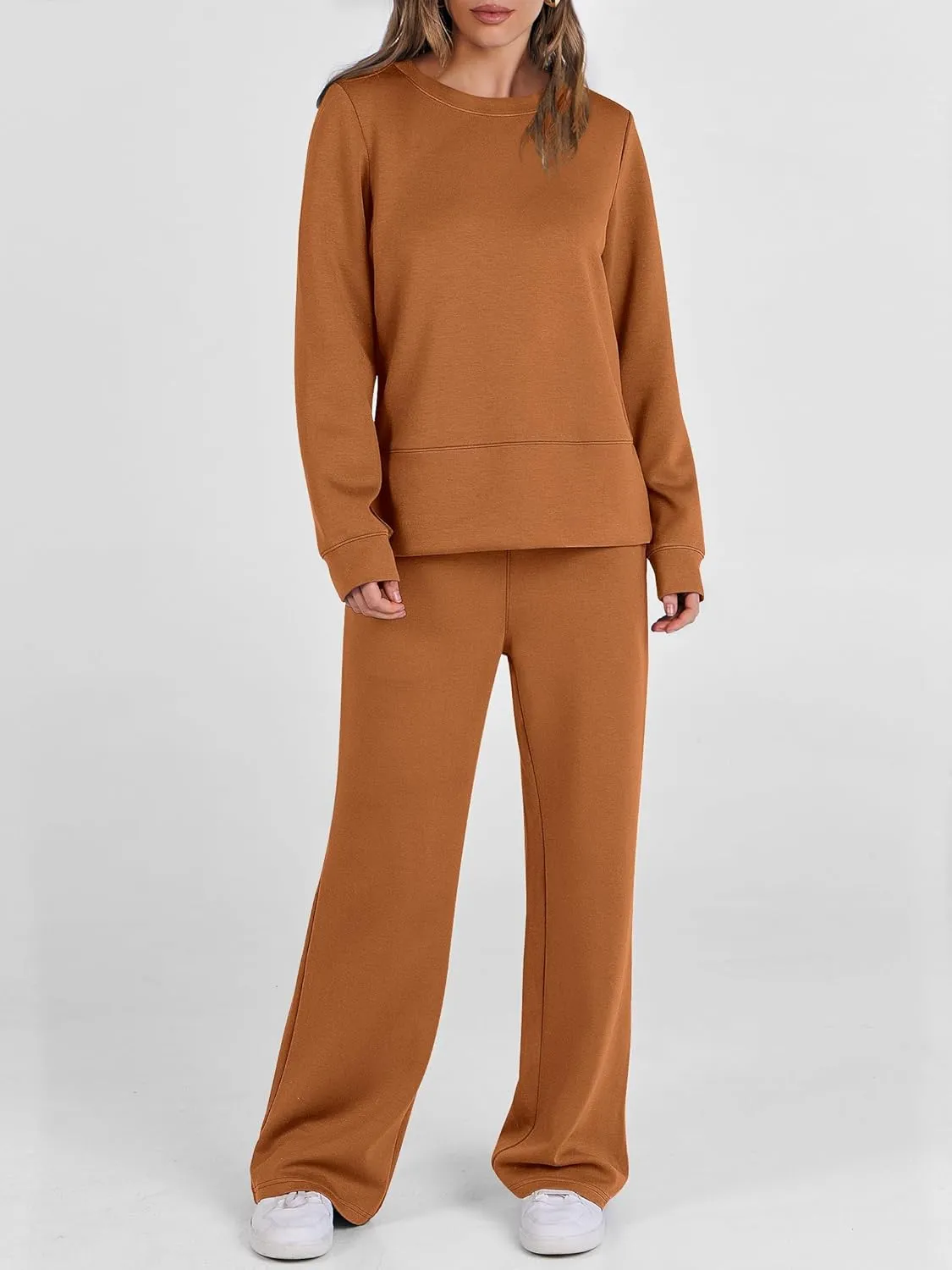 ANRABESS Women's 2 Piece Lounge Sets Casual Travel Outfits Wide Leg Tracksuit Sweatsuits Matching Set 2025 Fall Clothes