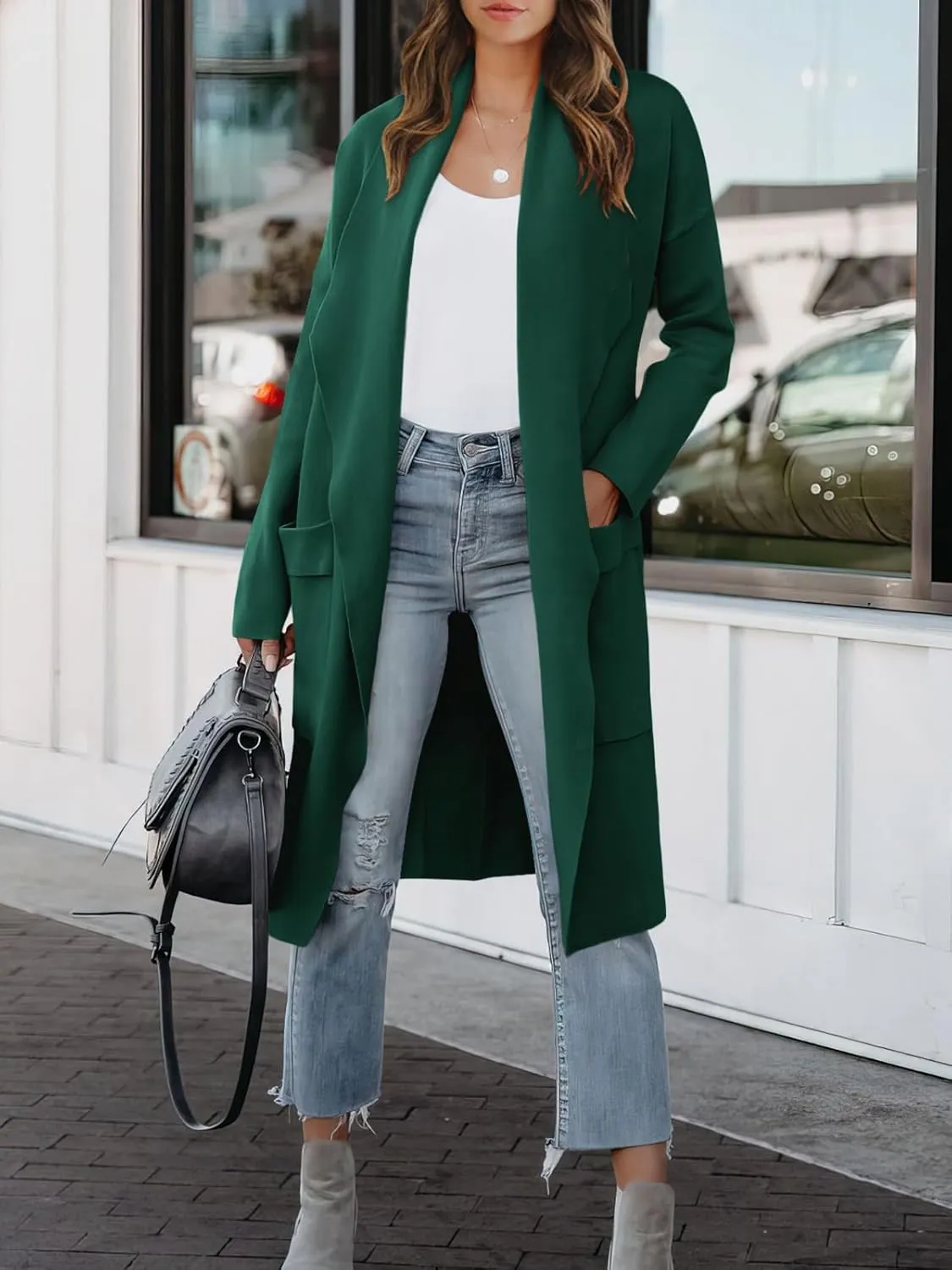 ANRABESS Women's Long Cardigan Sweater 2025 Spring Fashion Casual Oversized Knit Open Front Coatigan Jacket Coat Outfits