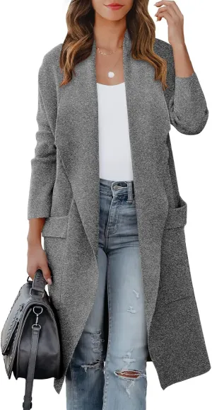 ANRABESS Women's Long Cardigan Sweater 2025 Spring Fashion Casual Oversized Knit Open Front Coatigan Jacket Coat Outfits