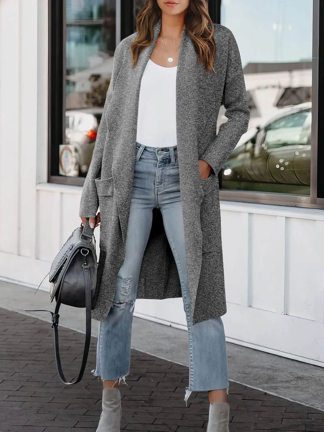 ANRABESS Women's Long Cardigan Sweater 2025 Spring Fashion Casual Oversized Knit Open Front Coatigan Jacket Coat Outfits