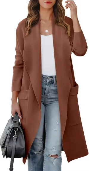 ANRABESS Women's Long Cardigan Sweater 2025 Spring Fashion Casual Oversized Knit Open Front Coatigan Jacket Coat Outfits