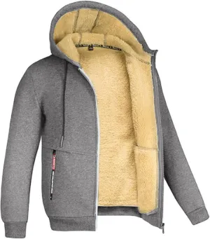 Aobiono Men Women Fleece Jacket Sherpa Lined Oversized Hoodie Winter Warm Thermal Thick Fuzzy Fluffy Outdoor Hood Sweatshirt