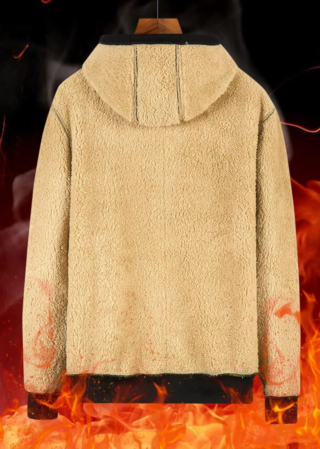 Aobiono Men Women Fleece Jacket Sherpa Lined Oversized Hoodie Winter Warm Thermal Thick Fuzzy Fluffy Outdoor Hood Sweatshirt