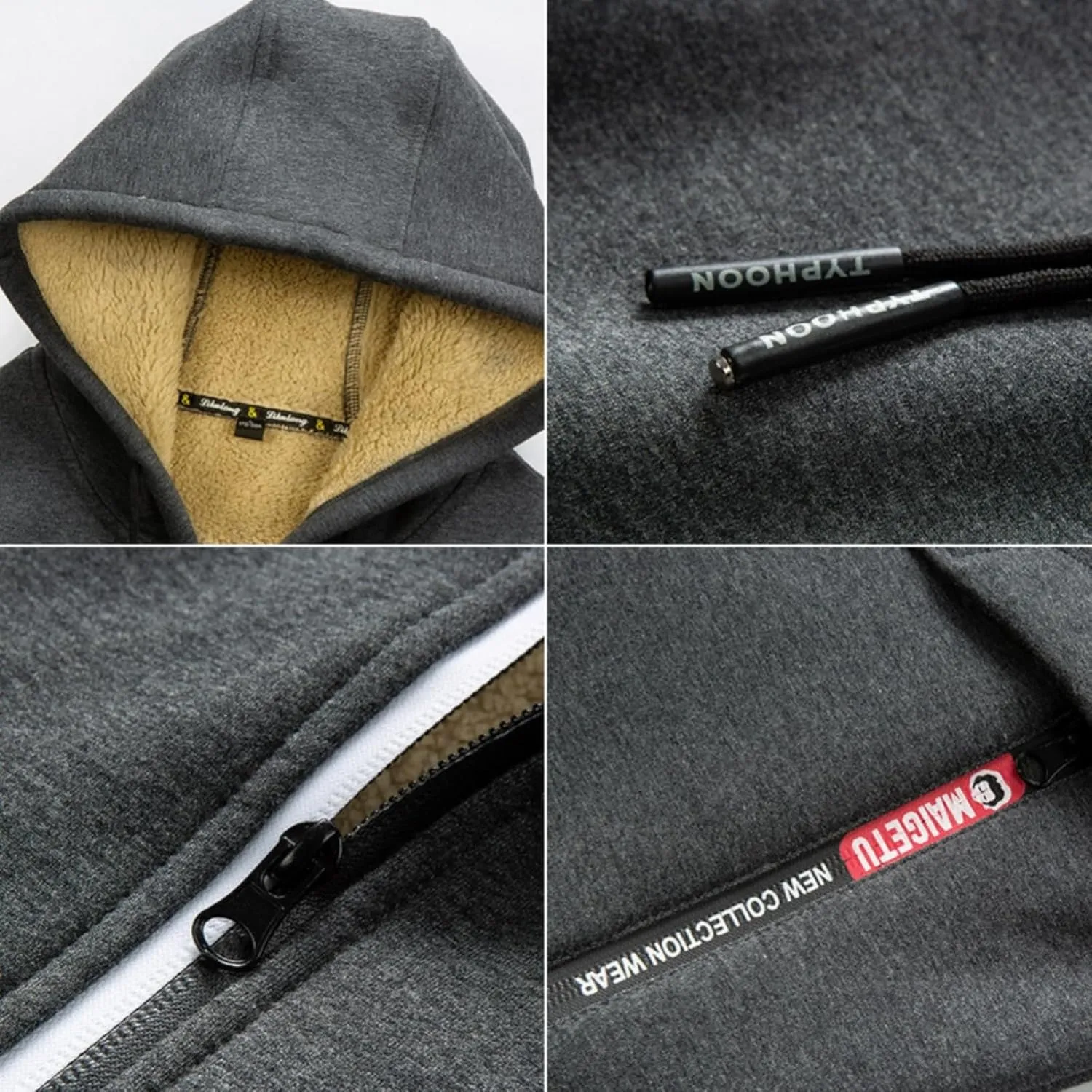 Aobiono Men Women Fleece Jacket Sherpa Lined Oversized Hoodie Winter Warm Thermal Thick Fuzzy Fluffy Outdoor Hood Sweatshirt